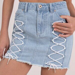 PISTOLA Sierra Lace-Up Denim Skirt